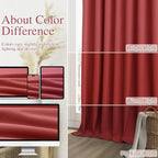 Guken Red 100% Blackout Linen Curtains 84 Inch Length 2 Panels Set - Image 7