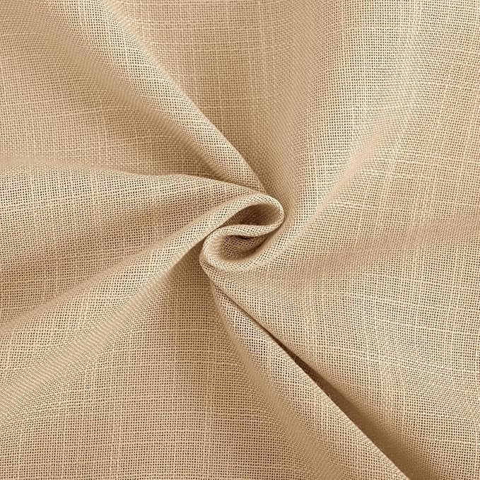 Tan Linen Curtains for Living Room Back Tab Modern Farmhouse Semi Sheer Tan - Image 6