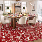 Christmas Rug 8x10 Washable Rugs, Boho Christmas Tree Snowflake Rug Non-Slip - Image 3
