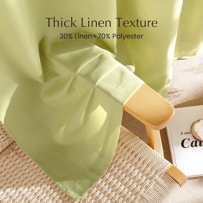 NICETOWN Fresh Green Linen Curtains - Image 4