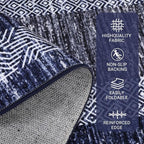 GarveeHome 9x12 Large Modern Navy Blue Area Rug Distressed Bordered Soft Non - Image 3