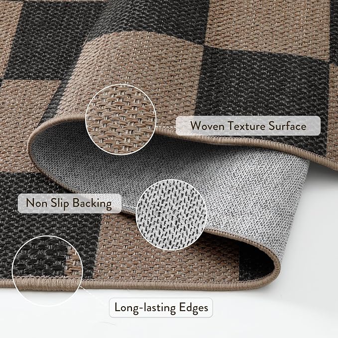 Lahome Colette Checkered Easy Jute 2x8 Runner Rug, Washable Kitchen Runner Rug - Image 4