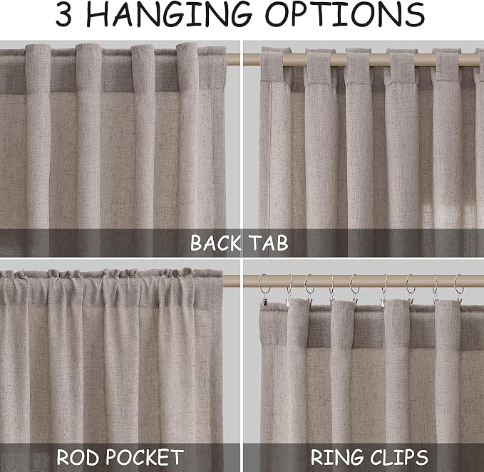 Brownish Grey Linen Curtains 84 Inches Long - Image 2