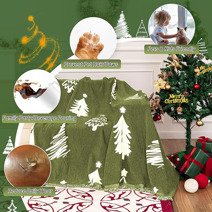 MYSKY HOME 71"X118" Loveseat Christmas Couch Cover, Sectional Sofa Covers Sofa - Image 2