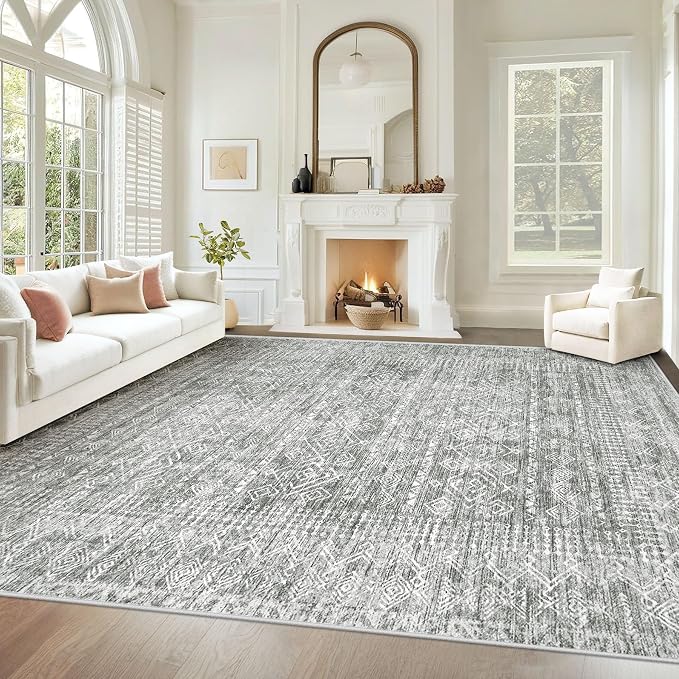Living Room Rugs 8x10: Washable Moroccan Geometric Boho Rug Farmhouse Non Slip by VECARF