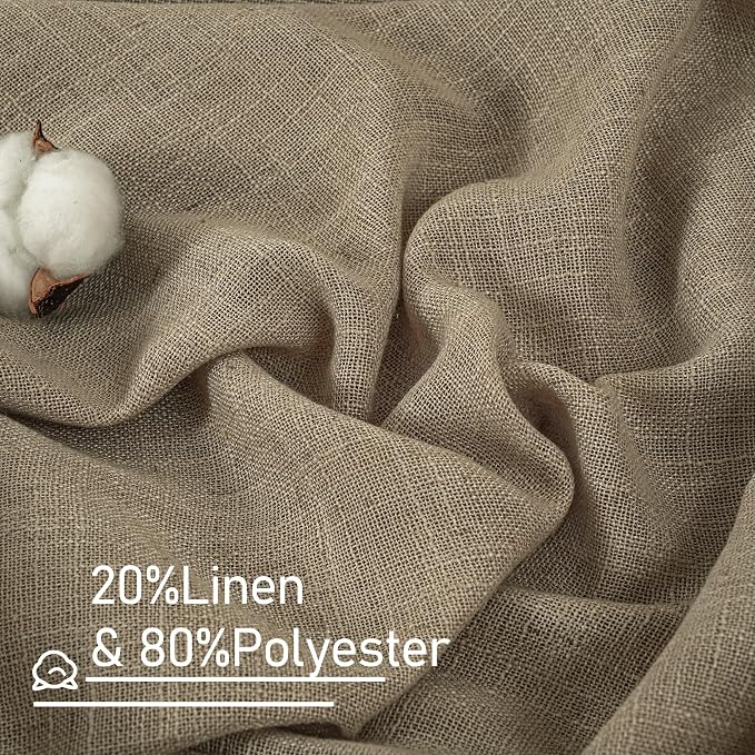 LAMIT Taupe 78 inch Linen Curtains - Image 2