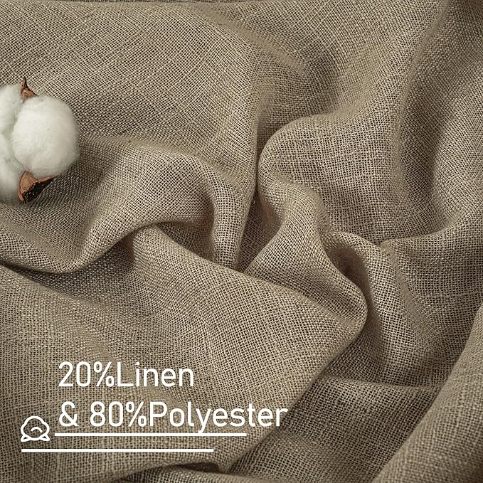 LAMIT Semi Sheer Linen Curtains 45 Inches Long, Light Filtering Panels Bronze - Image 3