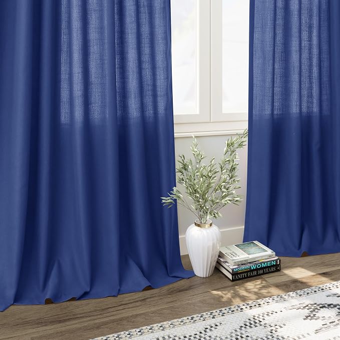 Nanspring Classic Blue Linen Curtains 72 Inch Length - Image 6