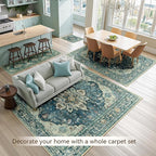 Area Rugs 5'x7' Washable Non-Slip, Floral Vintage Distress Print Pattern - Image 4