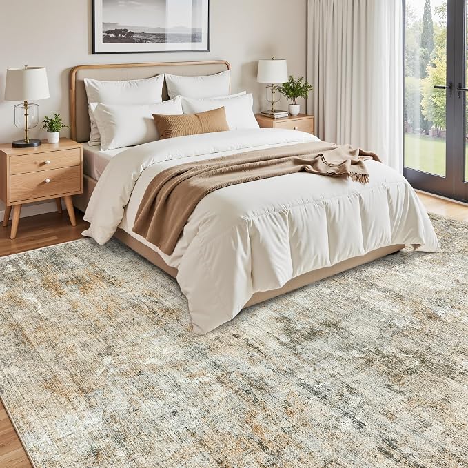 Abstract Rug 8x10 Large Living Room Rugs Neutral Modern Washable Area Rugs - Image 4