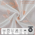 AmHoo 2 Panels Embroidered Leaf Pattern Semi Sheer Curtains Foliage Floral - Image 4