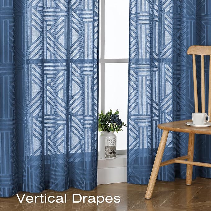 Simplebrand Dusty Blue Sheer Curtains 72 Inch Length 2 Panels - Image 5