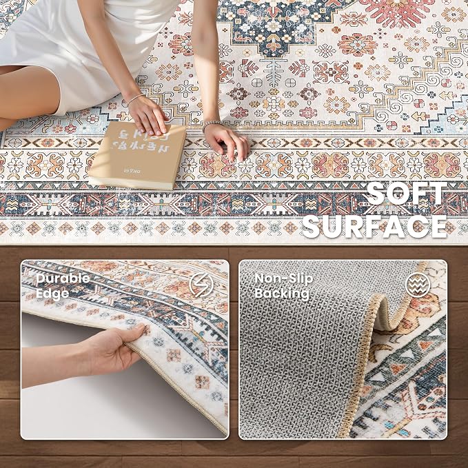 zesthome 7x9 Area Rugs for Living Room, Non-Slip Backing Washable Rugs - Image 6