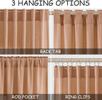 Peach Quartz Linen Curtains 96 Inch Length 2 Panel Set Back Tab Rod Pocket - Image 2