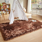 AMTOVO Faux Fur Sheepskin Rug for Living Room, 4 x 6 ft Coffee Fluffy Area Rug - Image 6