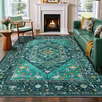 SERISSA Washable Rugs 6x9 Area Rugs, Large Non-Slip Boho Living Room Teal Rug by SERISSAHomeDecorCollection