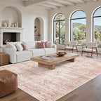 5x7 Area Rugs Pink Low Pile Indoor Washable Trendy Faded Style Rugs - Image 9