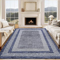 GarveeHome 9x12 Large Modern Navy Blue Area Rug Distressed Bordered Soft Non by GarveeHome