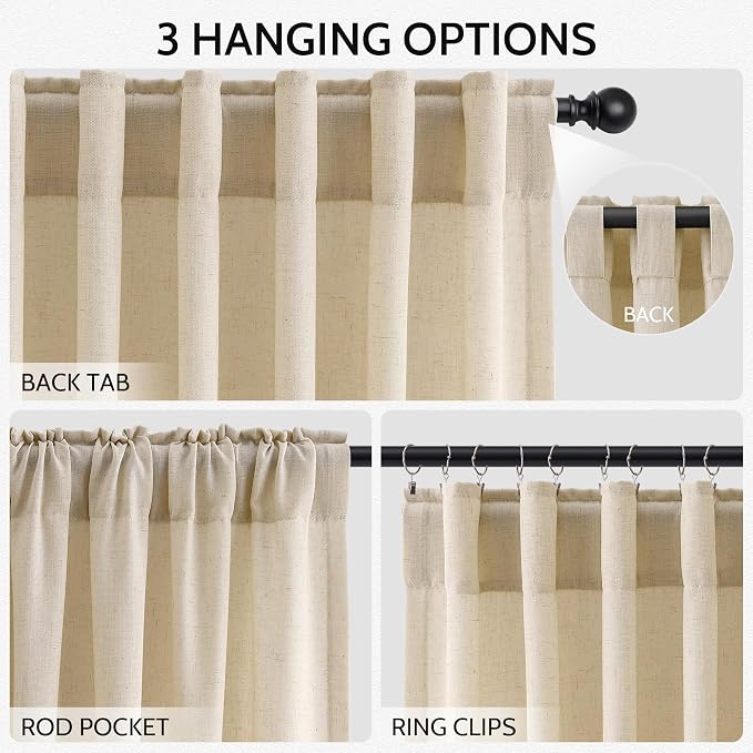 Tan Linen Curtains 96 Inches Long - Image 2