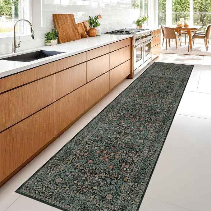 Dark Green Washable 3x16 Extra Long Runner Rug - Image 6