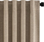 Topfinel Taupe Burlap Linen Blackout Curtains 63 Inches Long 2 Panels by Topfinel