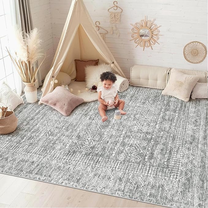 6x9 Area Rugs for Living Room: Washable Moroccan Geometric Boho Rug Farmhouse - Image 2