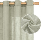 LAMIT Sage Grey Sheer Linen Curtains 54 Inch Length - Image 2