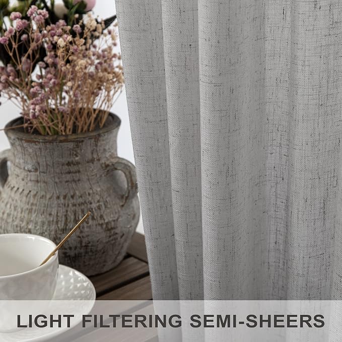 60 Inch Wide Curtains Gray for Boys Bedroom Teen Girls 90 Inches Long Linen - Image 4