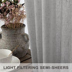 Long Grey Curtains 108 Inches for Living Room Set of 2 Panels Rod Pocket Back - Image 3