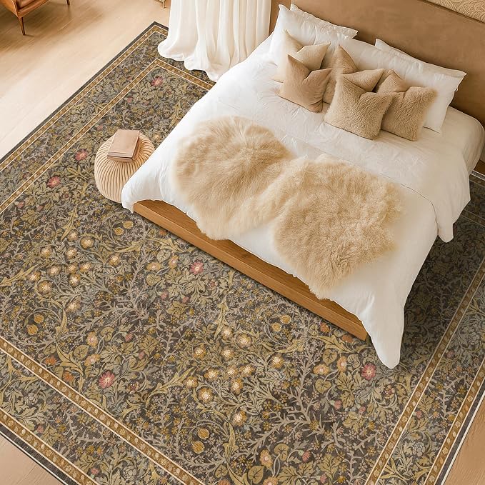 Vintage Floral Living Room Rug 8x10, Dining Room Under Kitchen Table, Oriental - Image 3