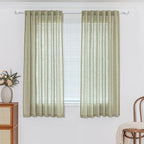 MYSKY HOME Sage Green Sheer Curtains Short Window Treatment Panels Light - Image 2