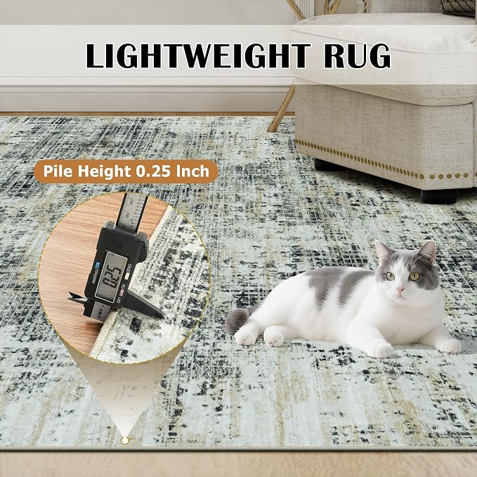 6x9 Area Rugs for Living Room Washable Rug: Anti-Skid Abstract Modern Living - Image 6