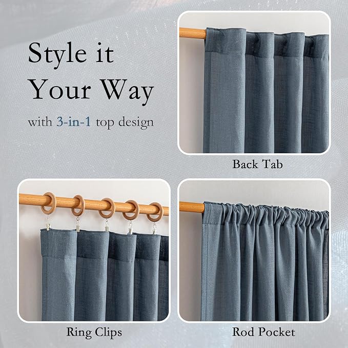 MYSKY HOME Extra Long Sheer Curtains Farmhouse, Sliding Door Curtain - Image 3