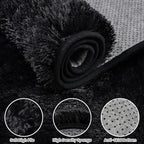 2x6 Bedside Area Rugs for Bedroom: Soft Fluffy Shag Black Rug for Hallway - Image 5