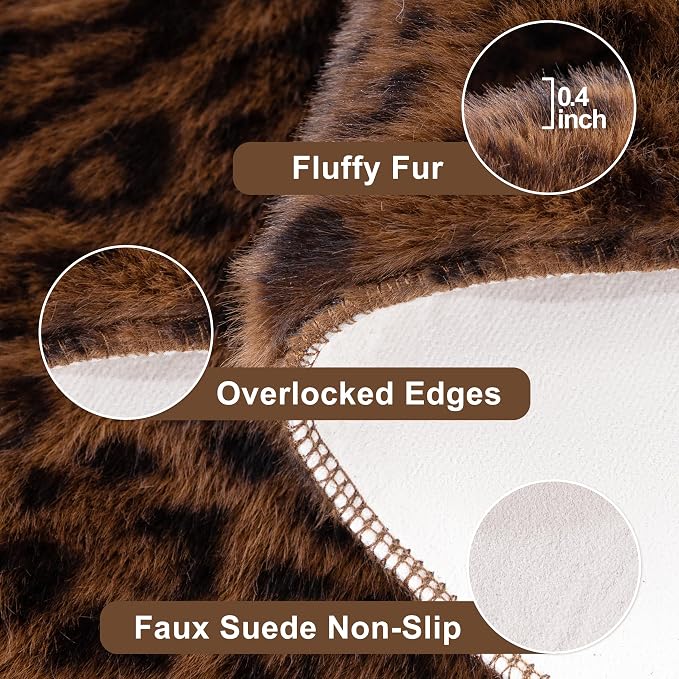 Faux Antelope Cheetah Print Rug, Leopard Rug 5.2x7 Faux Animal Print Skin - Image 3