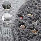 ONASAR Grey Round Rugs 8ft for Living Room, Fluffy Bedroom Circle Area Rug - Image 2
