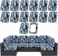 hyha 14Pcs Patio Cushion Covers, Stretch Outdoor Couch Cushion Covers, Washable by hyha
