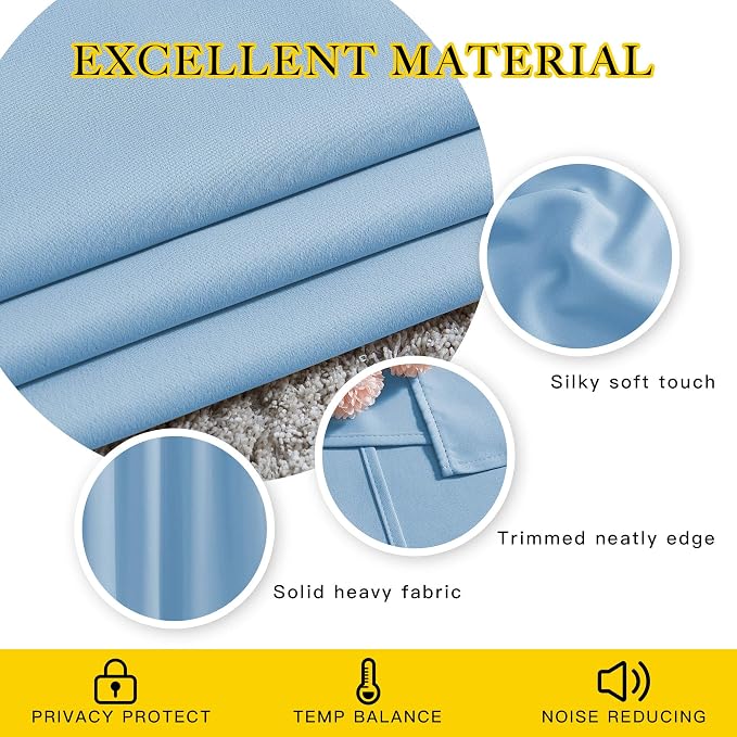 NICETOWN Blue Bedroom Blackout Curtains - Image 3