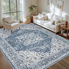 Area Rugs 10x12 Living Room Rug: Washable Rug Soft Vintage Boho Medallion - Image 2