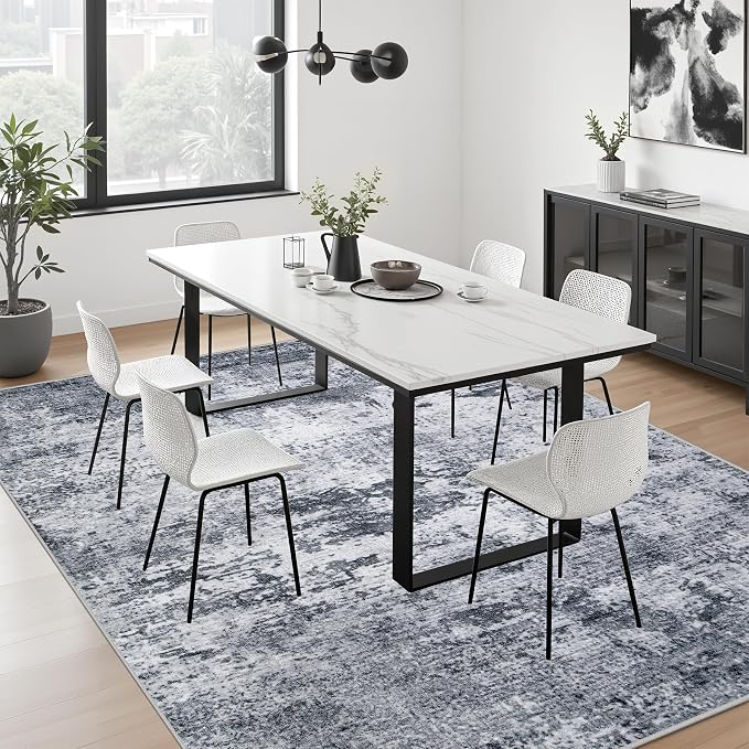 9x12 Area Rug Living Room Rug: Washable Modern Abstract Soft Thin Rug Indoor - Image 5