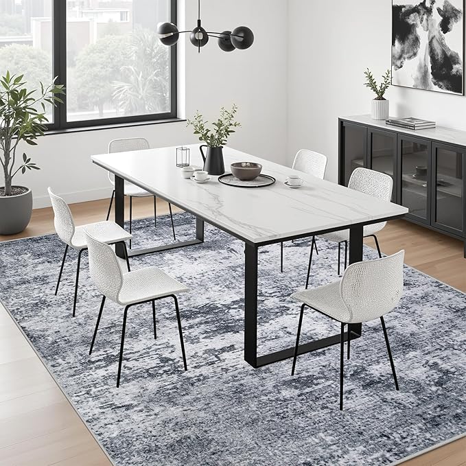 4x6 Area Rug Living Room Rug: Washable Modern Abstract Soft Thin Rug Indoor - Image 4