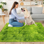 Small Tie-Dyed Area Rug for Bedroom 3x5 Mini Green Fluffy Rug Mat Bedside Throw - Image 3
