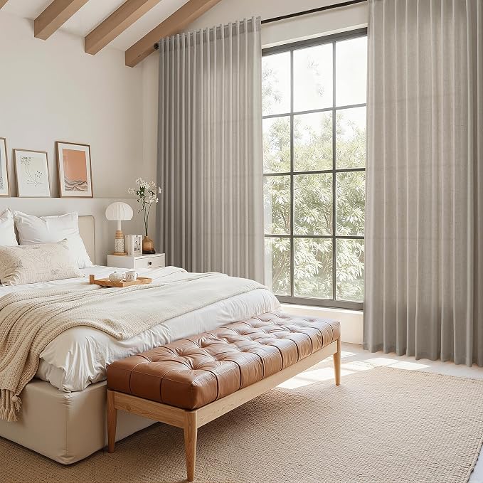 Nanspring Grey Beige Curtains 90 Inches Long - Image 7