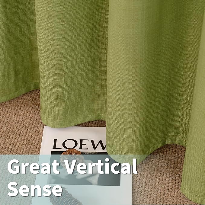 LAMIT Moss Green Linen Curtains 45 inch - Image 6