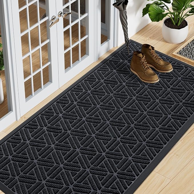 Smiry Front Door Mat Outside Entrance, Heavy Duty Sturdy Natural Rubber Doormat by Smiry