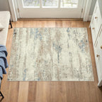 2x3 Area Rug Washable Beige Brown Abstract Modern Neutral Entryway Carpet Non - Image 3