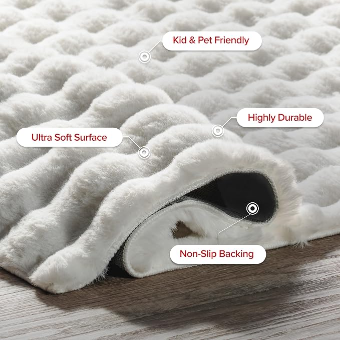 nuLOOM Jeni Off-White, Solid Faux Rabbit, Fluffy and Cozy, High Traffic - Image 6