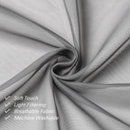 Lecloud Grey Sheer Curtains 45 Inch Long 2 Panels, Short Voile Drapes - Image 4