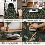 Dark Green Rug for Entryway Indoor- 3x6 Large Washable Kitchen Rug, Non Slip - Image 4