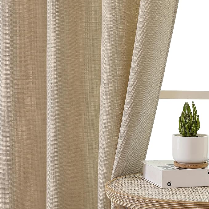 Chyhomenyc Camel Valance for Windows, Light Filtering Faux Linen Textured Small - Image 8